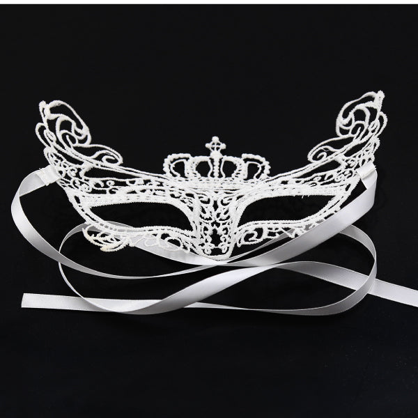 Antifaz-reina-de-encaje-sexshop-dominame - antifaz - encaje - calado - erotico - delicado - blanco