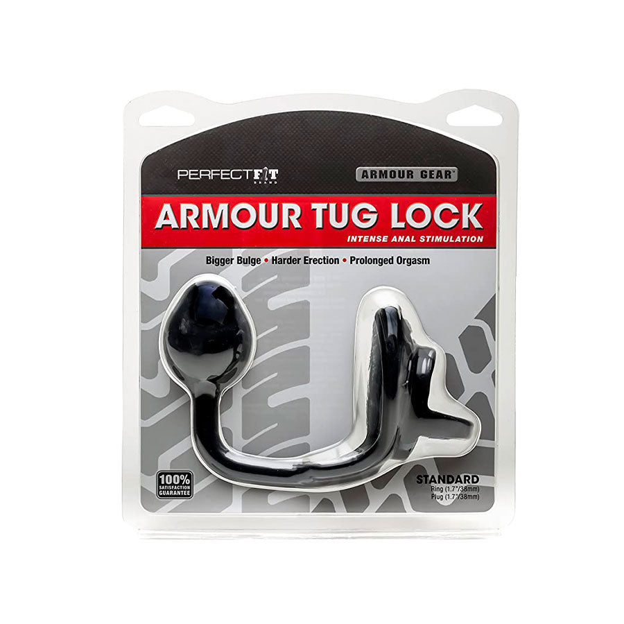 Armour Tug Lock Black Medium - anillo para pene - plug anal - juguetes sexuales - anillo de ereccion - plug anal con anillo - sex shop