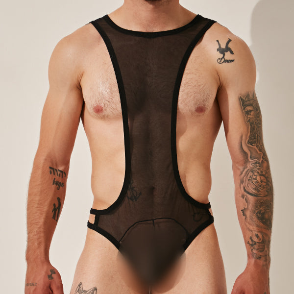 Body Suit - Negro - Lenceria masculina - body transparente hombre