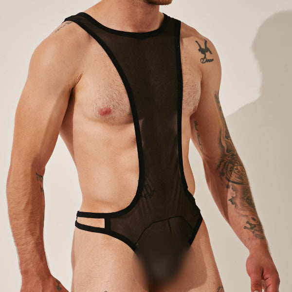 Body Suit - Negro - Lenceria masculina - body transparente hombre