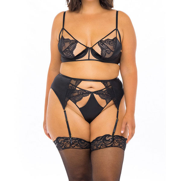 Conjunto 3 Piezas con Jaula Curvy Ivy - Portaligas - conjunto ropa interior mujer