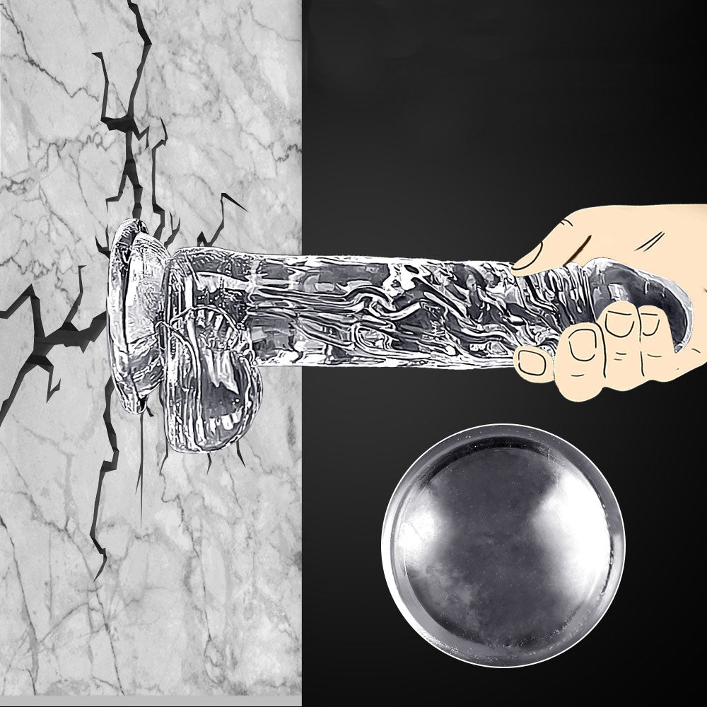 Dildo cristalino 21 cm - sexshop - dominame - transparente - pene - sexo - consolador - ventosa - venas - marcado - placer - glande - realista - grande - anal - vaginal