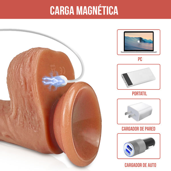 Dildo la potencia de roco - sexshop - dominame - movimiento - dildo - vibrante - calor - app - realista - textura - glande - recargable - ventosa