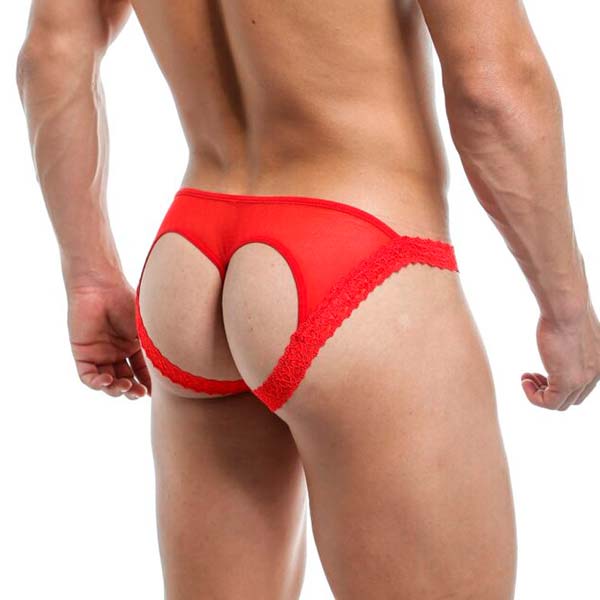 G-String Mallas - rojo - encaje - lenceria masculina - ropa interior encaje hombre