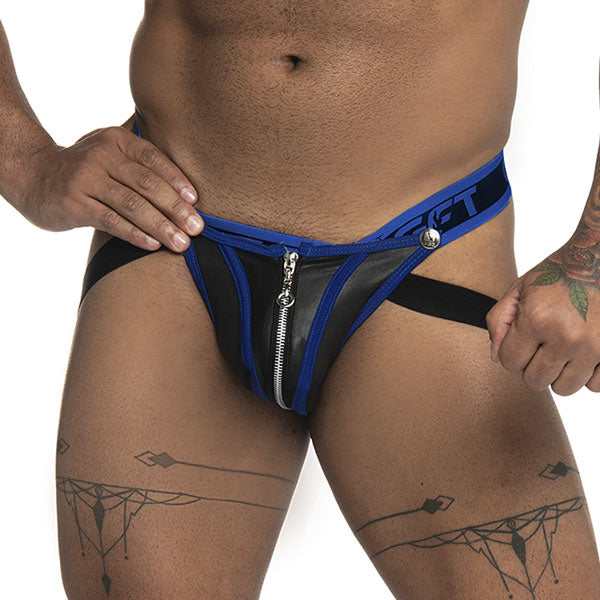Jockstrap Zipper Black/blue - suspensorios - lenceria con cierre - ropa interior erotica de hombre - suspensorio masculino