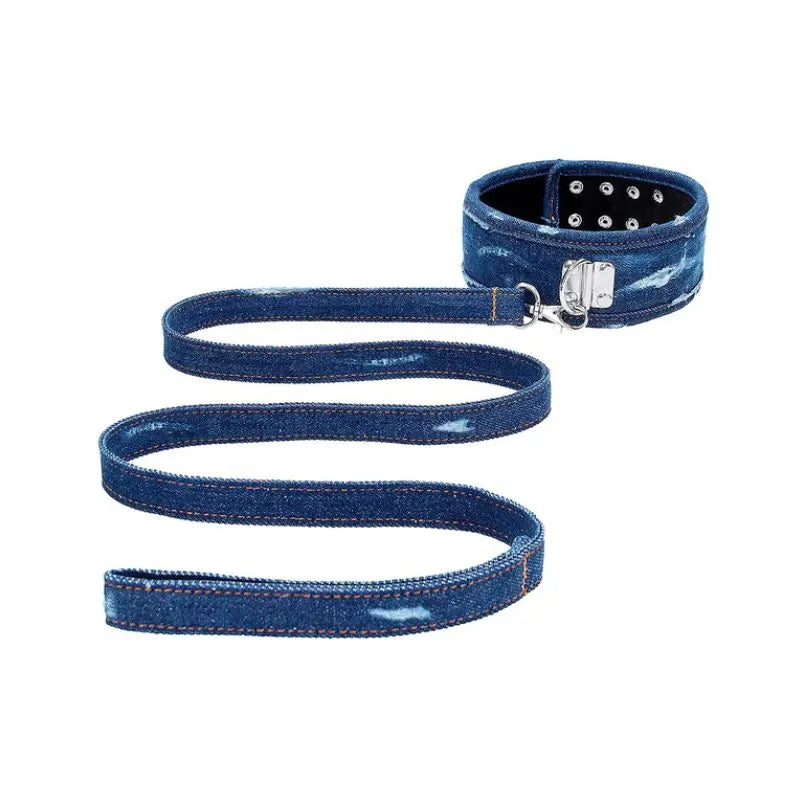 Kit de bondage Denim de Ouch - esposas - tobilleras - latigo - bondage - kynk - Sexshop Dominame.cl