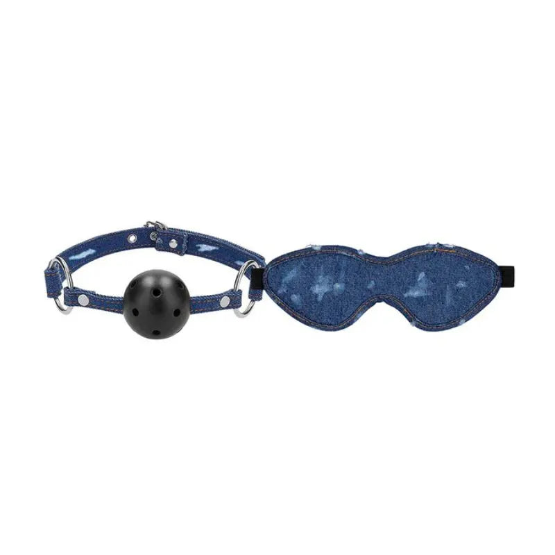 Kit de bondage Denim de Ouch - esposas - tobilleras - latigo - bondage - kynk - Sexshop Dominame.cl