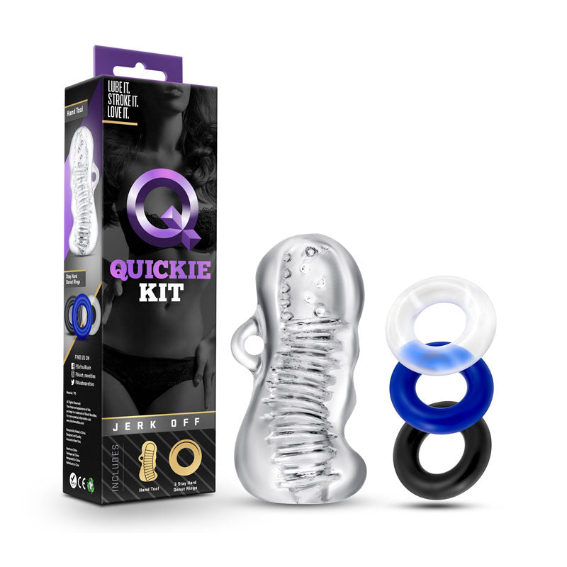 Masturbador y Cockring Quickie Kit Jerk Off - masturbador masculino - anillo para pene- juguetes sexuales - kit de juguetes - sex shop chile