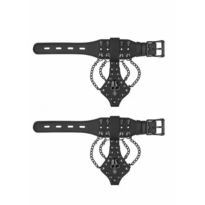 Muñequeras calaveras y puas de Ouch! - kynk - Bondage - Sexshop Dominame.cl