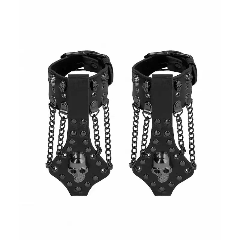 Muñequeras calaveras y puas de Ouch! - kynk - Bondage - Sexshop Dominame.cl