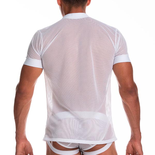 Secrecy Tshirt White - molera manga corta - camiseta de malla - ropa sensual - polera transparente