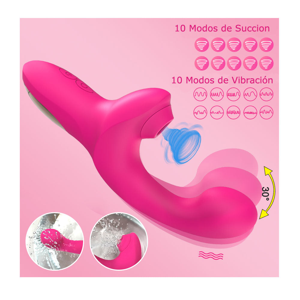 Succionador dual samantha - dominame - juguetes sexuales vibradores - succionador de clitoris - vibrador dual - vibrador conejo - Sex shop Dominame.cl