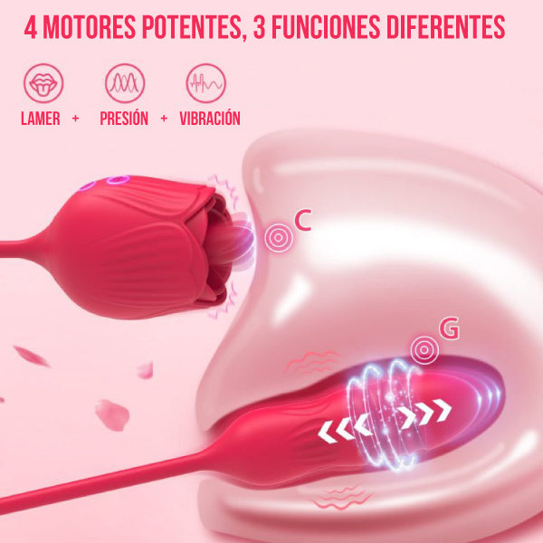 Vibrador rosa de doble extremo - lamedor y penetrador - juguetes sexuales - vibrador sexual - juguetes doble - sex shop chile - vibrador erotico - juguetes de doble estimulacion - envios discretos