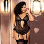 Bodie V Floral Negro - Body encaje xl - Lenceria femenina encaje - ropa intima sensual