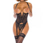 Conjunto Maryl Merrywidow con Copas Abiertas - lenceria sexy mujer - medias con portaliga