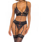 Conjunto de Brasier y portaligas de 3 Piezas de Encaje Faye - ropa interior de encaje - ropa interior sexy