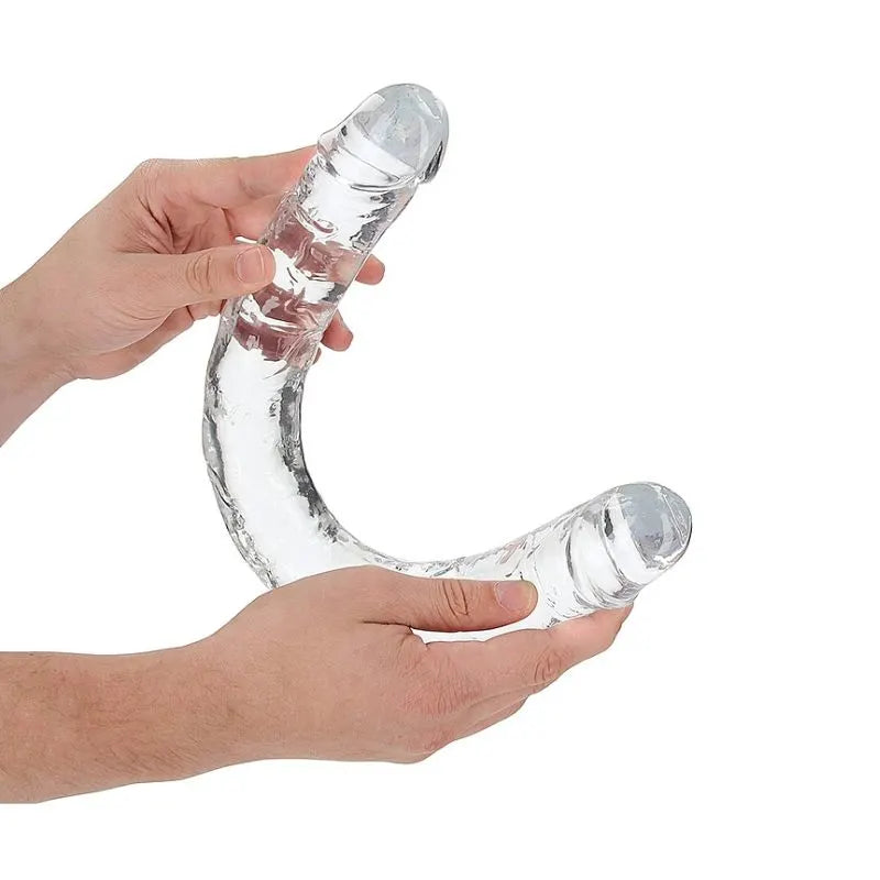Dildo doble transparente 18 REALROCK de Ouch - Consolador doble - Sexshop Dominame.cl