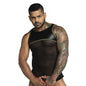 Fetish Black/greenTank Top - polera sin mangas - camiseta de malla - ropa hombre sexy