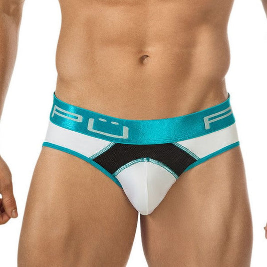 Jockstrap White/Light Blue - jock - suspensorio - calzoncillo - lenceria masculina - ropa interior hombre