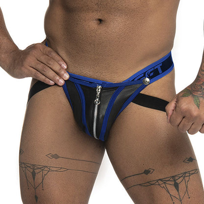Jockstrap Zipper Black/blue - suspensorios - lenceria con cierre - ropa interior erotica de hombre - suspensorio masculino