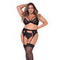 Juego De Tres Piezas Con Liga - Conjunto de encaje - lenceria sexy - ropa interior mujer - lenceria encaje xl