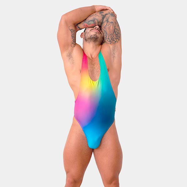 LUCHADOR RAINBOW - Traje de lucha - body - bodie masculino - traje sexy cuerpo completo