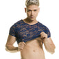 Redmotion Blue Crop Top - Camiseta top - Top masculino - lenceria encaje para hombre