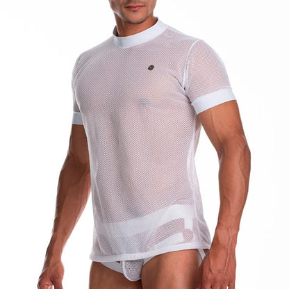 Secrecy Tshirt White - molera manga corta - camiseta de malla - ropa sensual - polera transparente