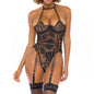 Teddy de Lencería de Encaje con Detalle de Cuello Alto y Espalda Abierta - body mujer encaje - lenceria femenina sexy