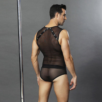 Traje Transparencia Negra - JSY - lenceria masculina - disfraz erotico hombre - ropa sensual hombre